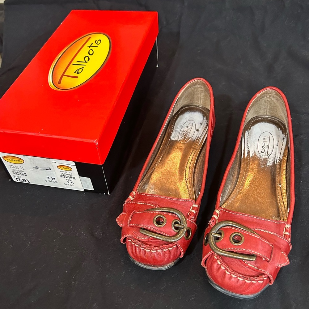 Talbots Red Leather Teri Loafers 9